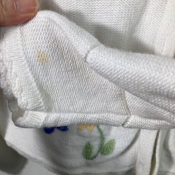 Womens Vintage Sears Classic Elements White Cardigan Embroidered Butterflies L - Picture 9 of 9